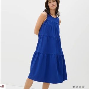 Everlane The Weekend Tiered Dress Blue Size S